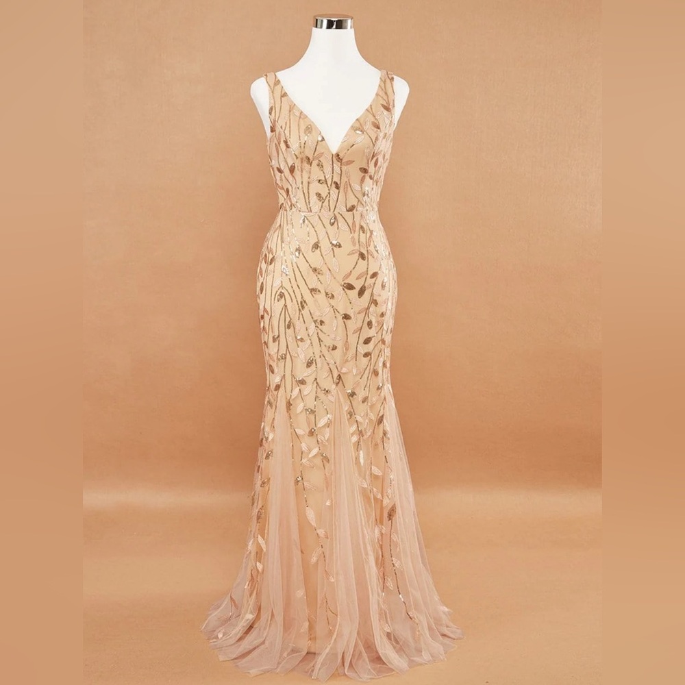 Women's Double V-Neck Fishtail Seuqin  Dress